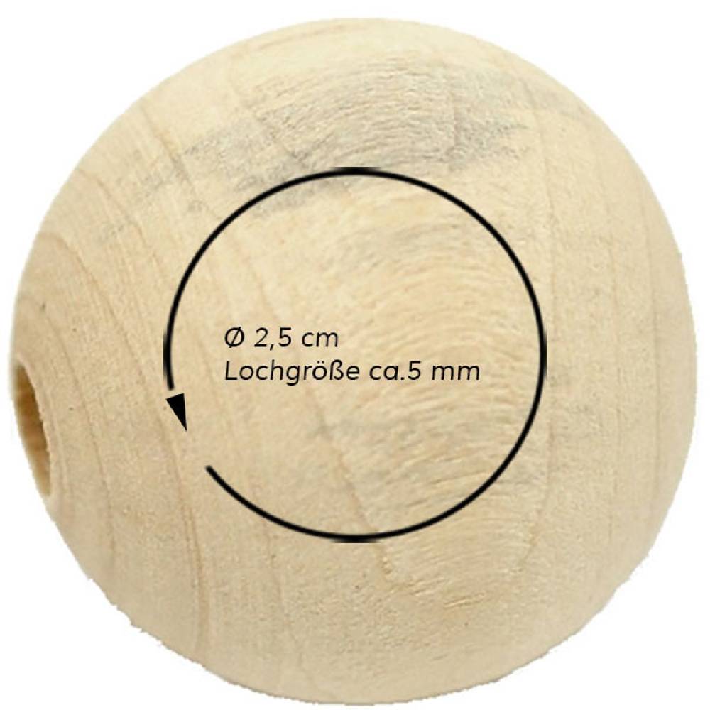 Sadingo Holzperlen natur, 30 Stk. - Ø 2,5 cm VIP-Rabatte