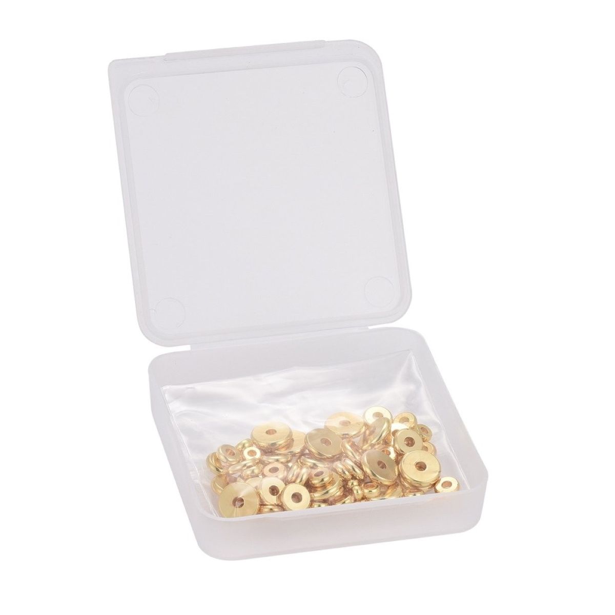 Sadingo Metallperlen Set | 1 Box, 75 Perlen, Gold, vers. Durchmesser Kostenlose Rückgabe