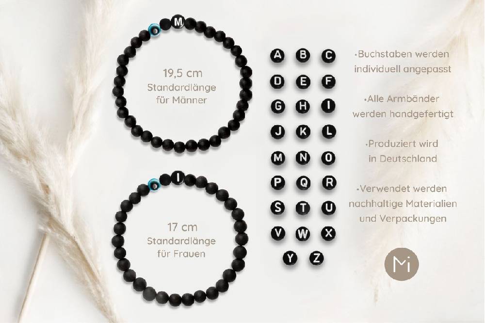 Sadingo Partnerarmband Set "MEADOW" aus schwarzen Achatperlen zollfrei