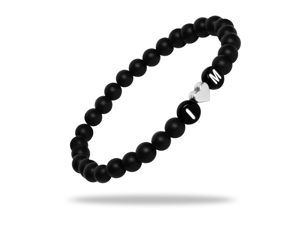 Sadingo Partnerarmband Set "ISLAND" aus schwarzen Natursteinperlen 50% Rabatt für begrenzte Zeit