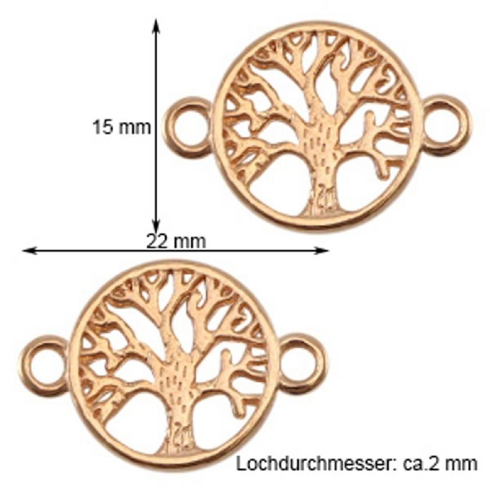 Sadingo Schmuckverbinder Lebensbaum | 3 Stk. - 22x15 mm Limitierter Zeitrabatt