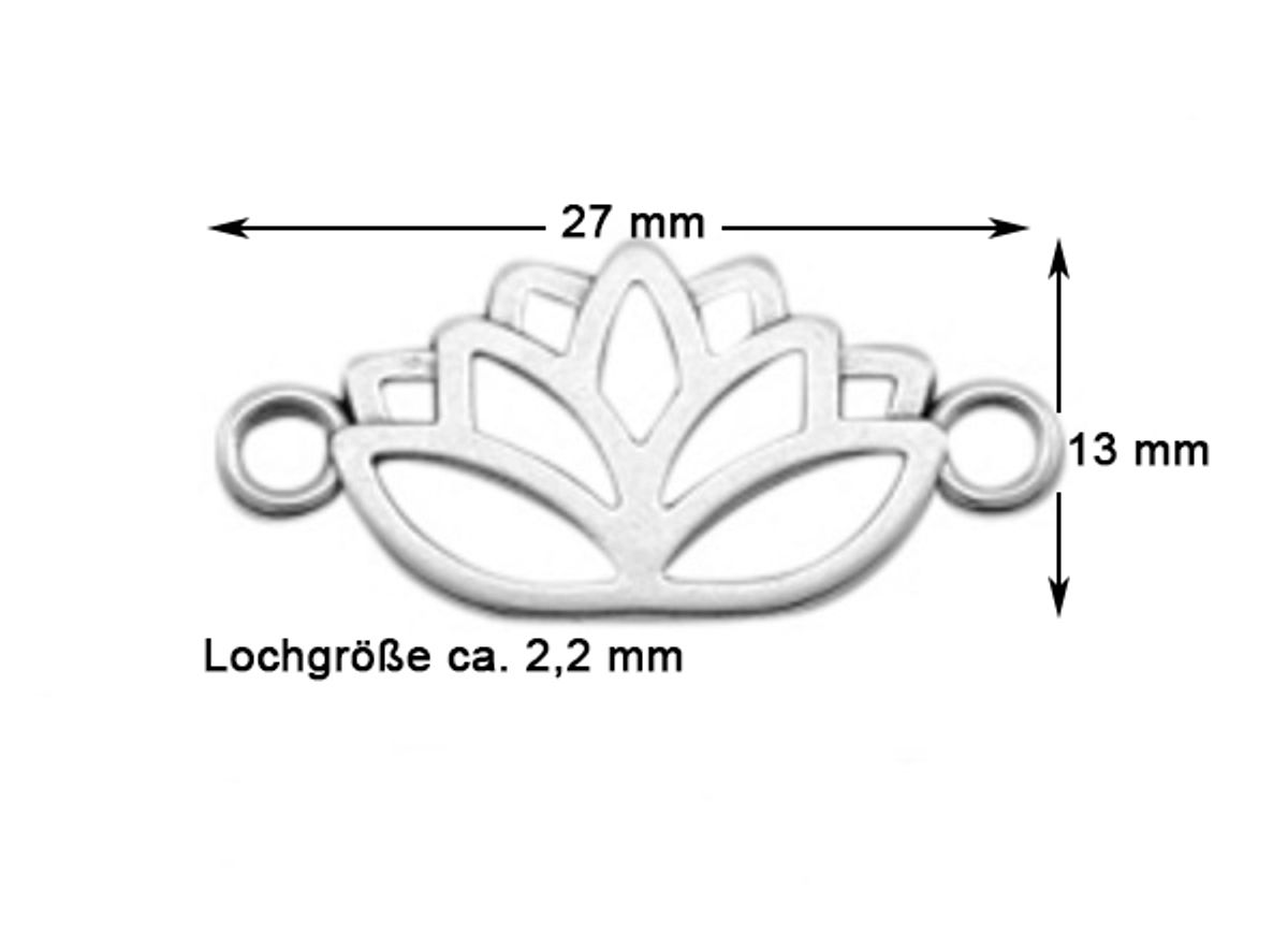 Sadingo Schmuckverbinder Lotusblume | 27x13 mm Fabrikpreis