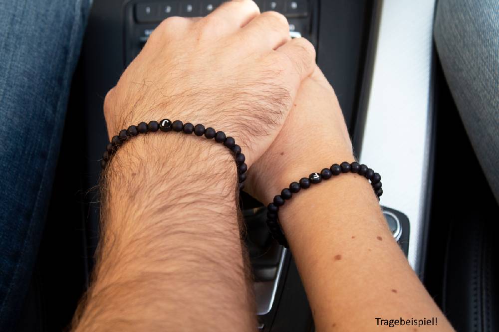 Sadingo Partnerarmband-Set aus schwarzen Acrylperlen Rabatt