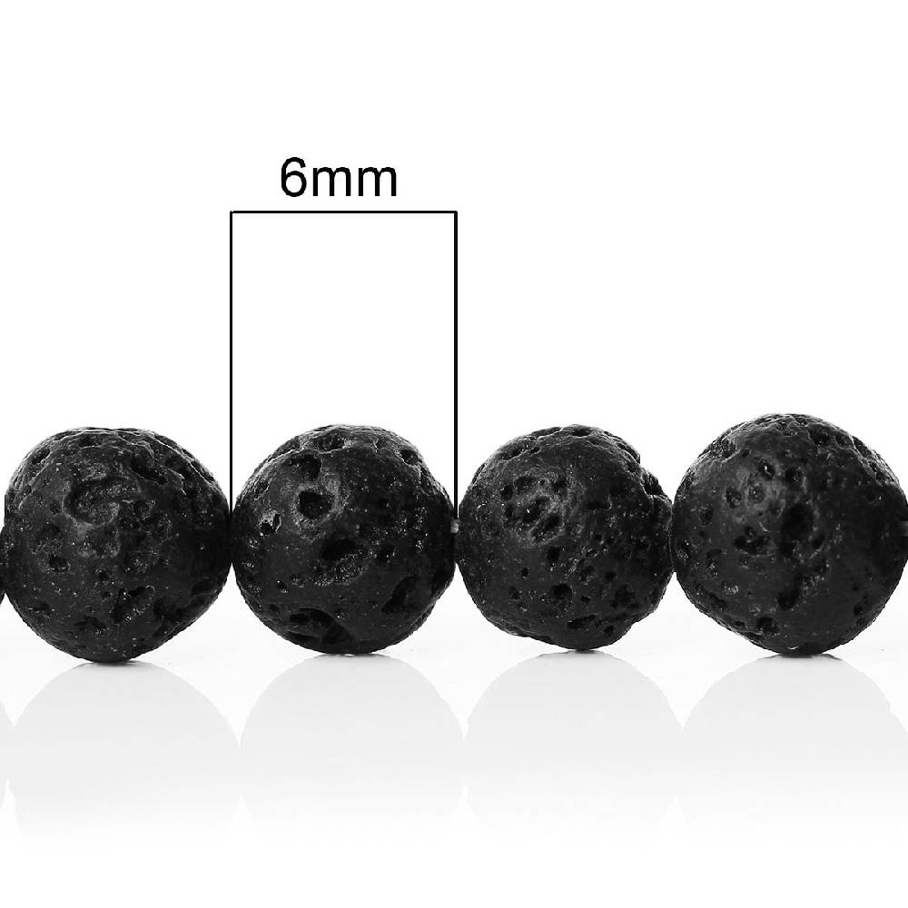 Sadingo Edelsteinperlen Lavagesteinperlen schwarz - 65 Stk. - 6 mm Saisonschlussverkauf