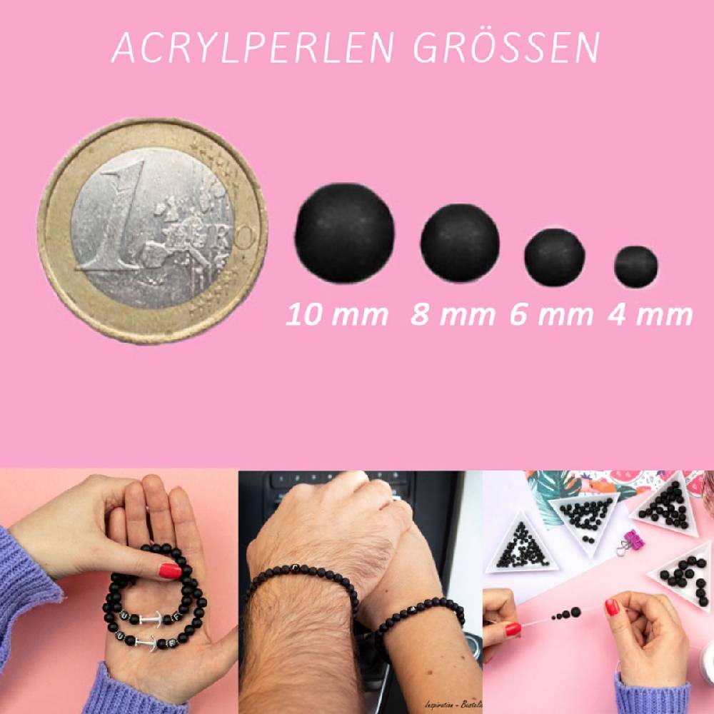 Sadingo Acrylperlen matt Schwarz 4,6,8,10 mm Black Friday