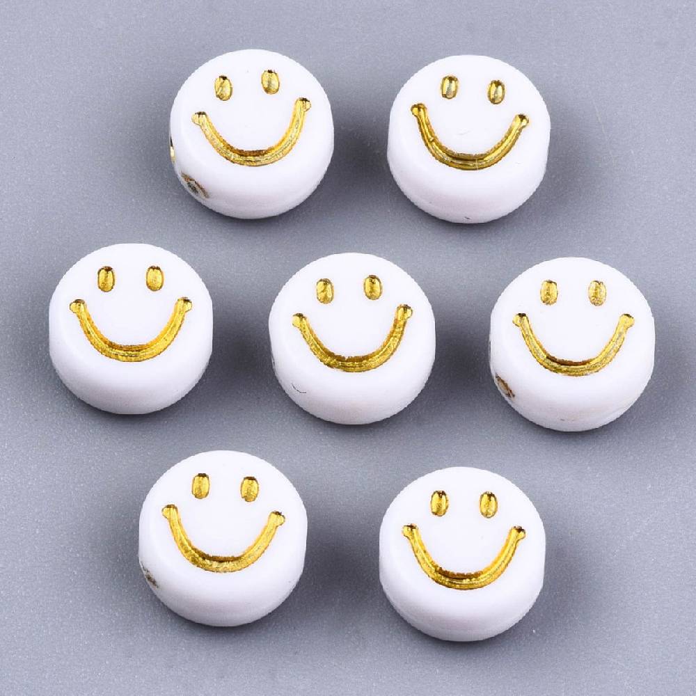 Sadingo Acrylperlen Smiley | 100 Stück, 7mm Lagerräumung