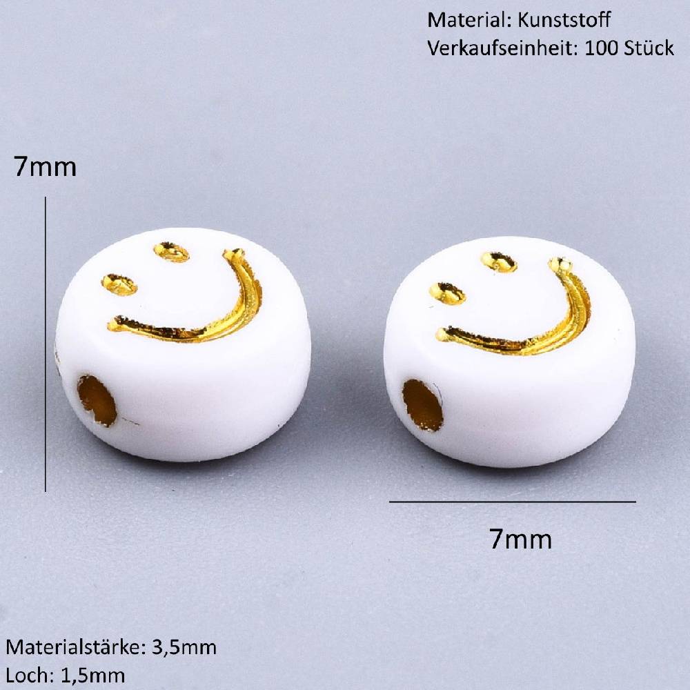 Sadingo Acrylperlen Smiley | 100 Stück, 7mm Lagerräumung