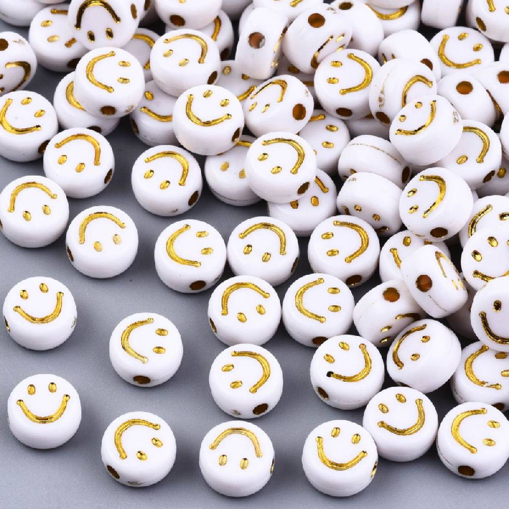 Sadingo Acrylperlen Smiley | 100 Stück, 7mm Lagerräumung