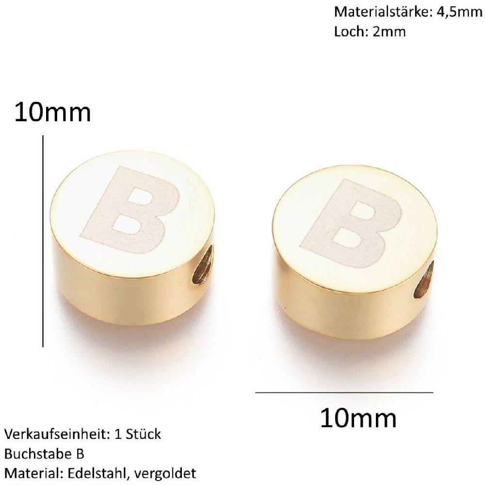 Sadingo Buchstabenperlen aus Edelstahl in Gold Heißer Verkauf