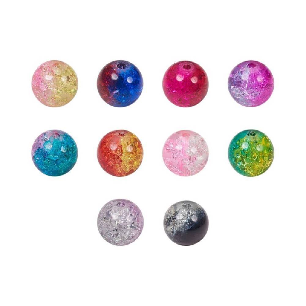 Sadingo Glasperlen Crackle zum Basteln 8mm, ca. 170 Perlen Kauf eins, bekomm eins gratis