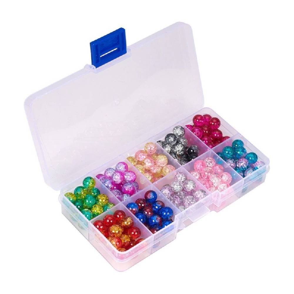 Sadingo Glasperlen Crackle zum Basteln 8mm, ca. 170 Perlen Kauf eins, bekomm eins gratis