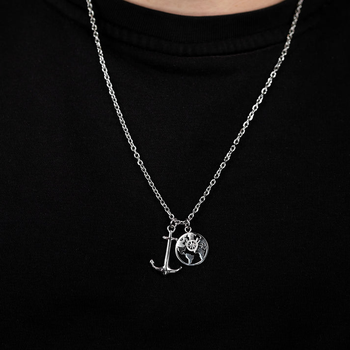 ﻿Save Brave Ankerkette mit Anhängern Anchorworld - Farbe Silber Top Angebot