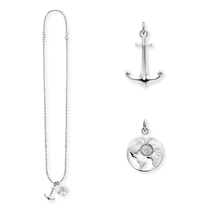﻿Save Brave Ankerkette mit Anhängern Anchorworld - Farbe Silber Top Angebot