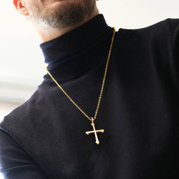 Save Brave Goldene Ankerkette Isaac mit Anhänger Kreuz Große Rabatte