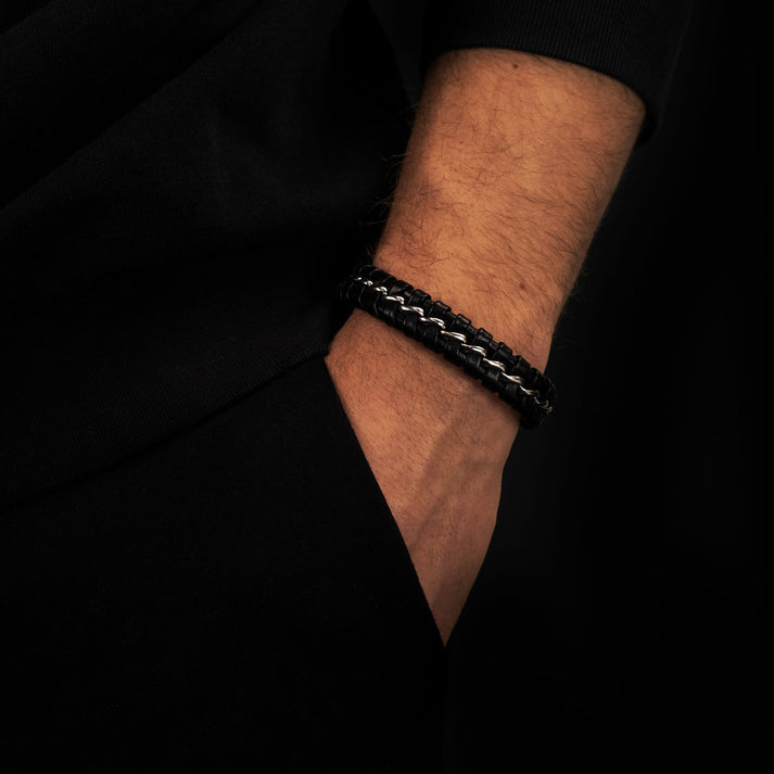 Save Brave Armband Lima aus geflochtenem Leder & Edelstahl 2025