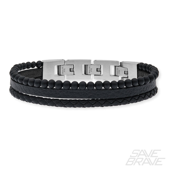 Save Brave Armband Tyler aus Leder & Onyxperlen Online