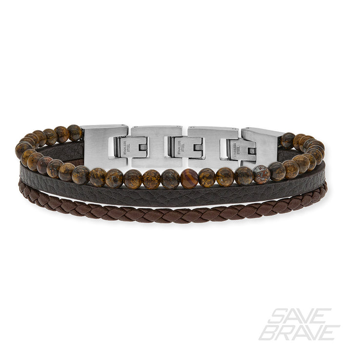 Save Brave Armband Tyler aus Leder & Onyxperlen Online