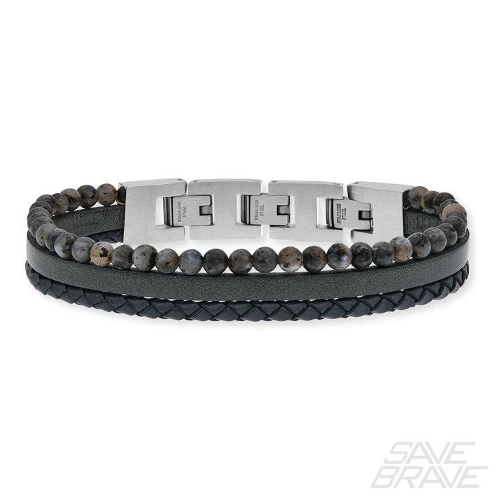 Save Brave Armband Tyler aus Leder & Onyxperlen Online