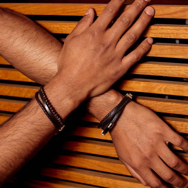 Save Brave Lederarmband Felix mit Edelstahl Outlet