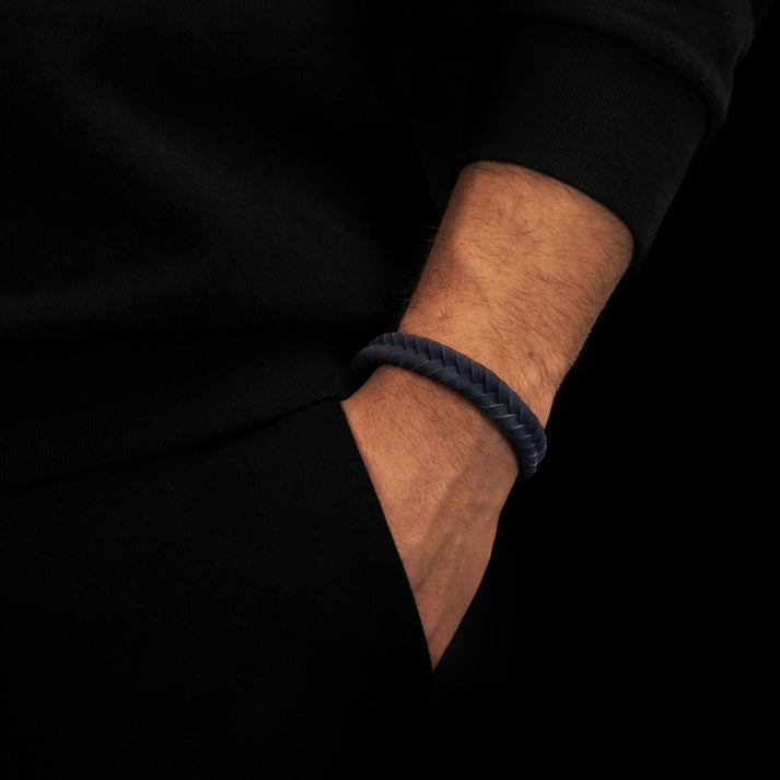 Save Brave Geflochtenes Lederarmband Ryan - grau Auslauf
