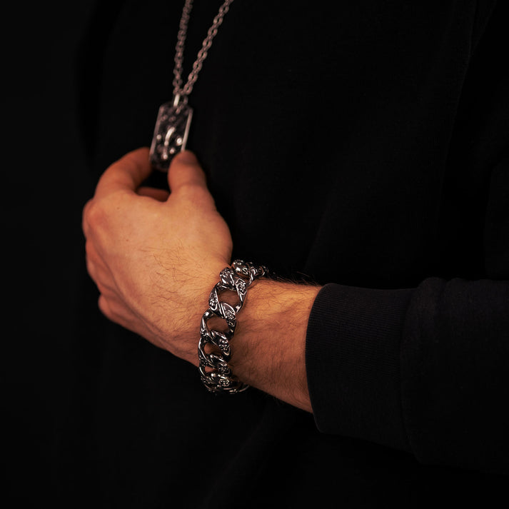 Save Brave Edelstahlarmband George mit Fleur de Lys Kostenloser Versand