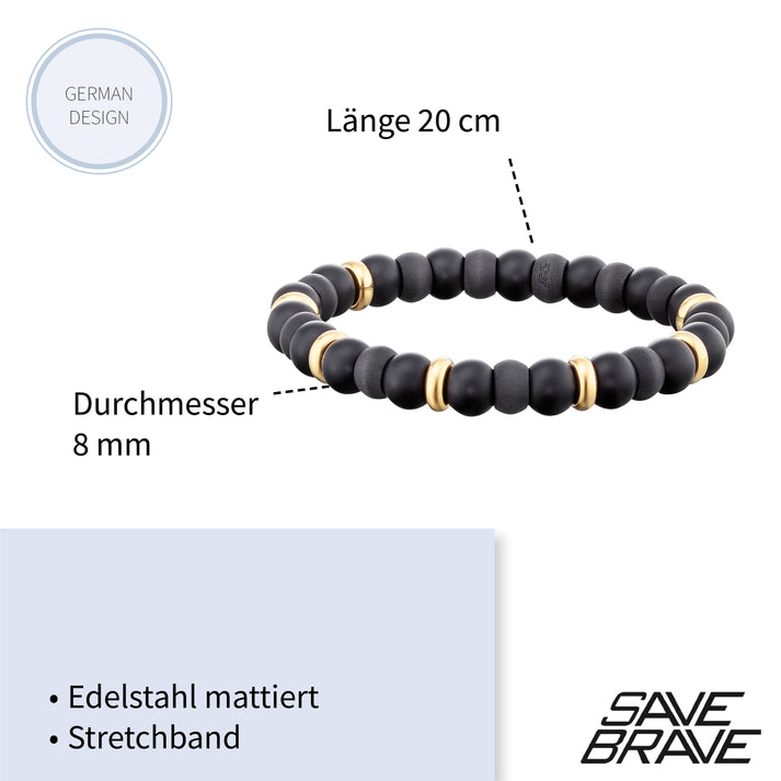 Save Brave Perlenarmband Russell mit Carbon & Edelstahl Fabrikpreis