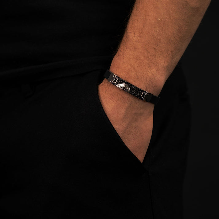 Save Brave Armband Havanna BK aus Kautschuk & Edelstahl Flash Sale