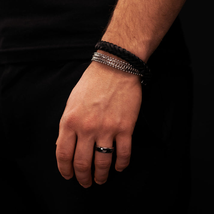Save Brave Wickelarmband Sean aus Leder & Edelstahl Neueste Mode