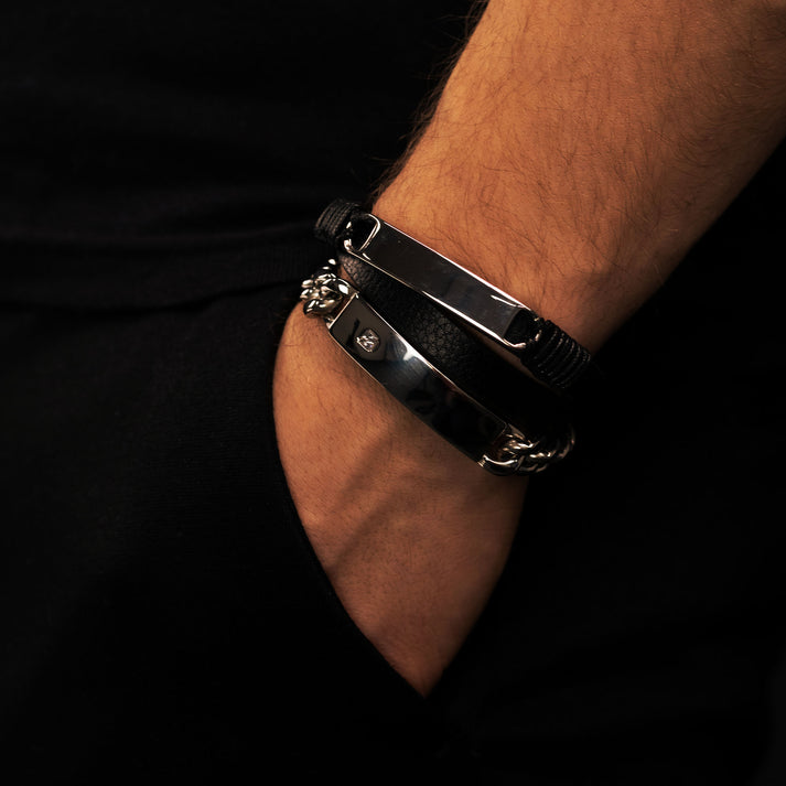 Save Brave Doppeltes Lederarmband Mason mit Edelstahl Exklusive Angebote