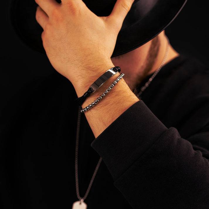 Save Brave Doppeltes Armband Oliver aus Edelstahl & Leder Wochenangebot