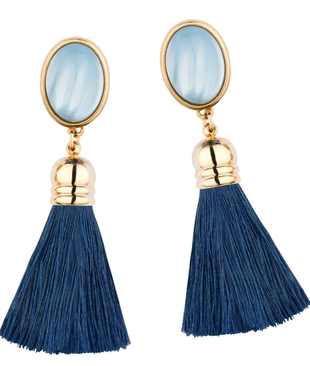 SchwesterSchwester Schimmernde hellblaue Ohrstecker mit marineblauen Quasten Cyber Monday