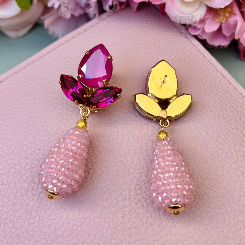 SchwesterSchwester Funkelnde Ohrstecker in Pink mit rosafarbenen Glitzertropfen von AmuseToi VIP-Rabatte