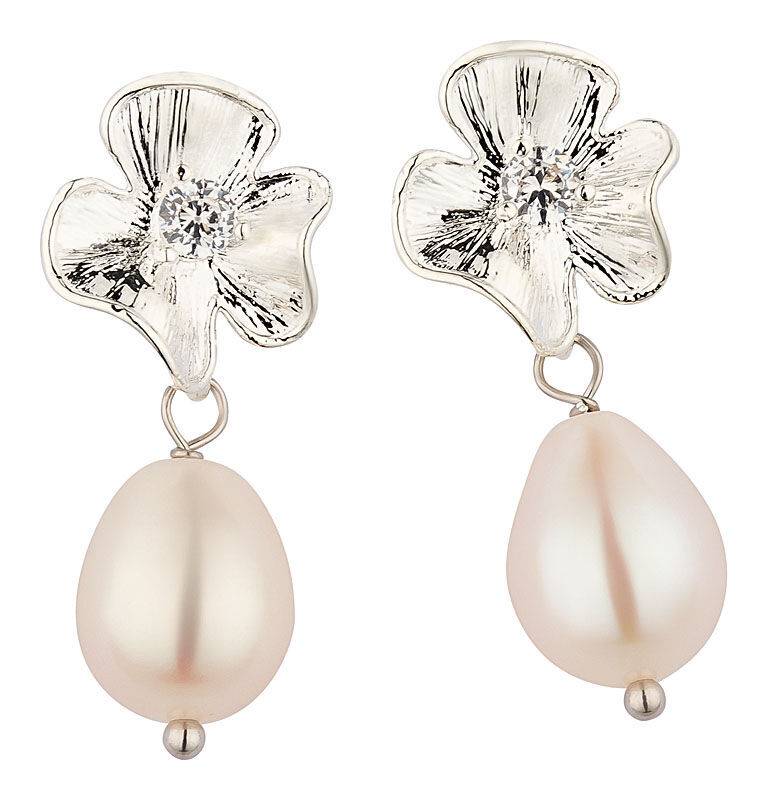 SchwesterSchwester Versilberte Blumenstecker mit Kristall und edler Süßwasserperle Discount Store für neue Produkte