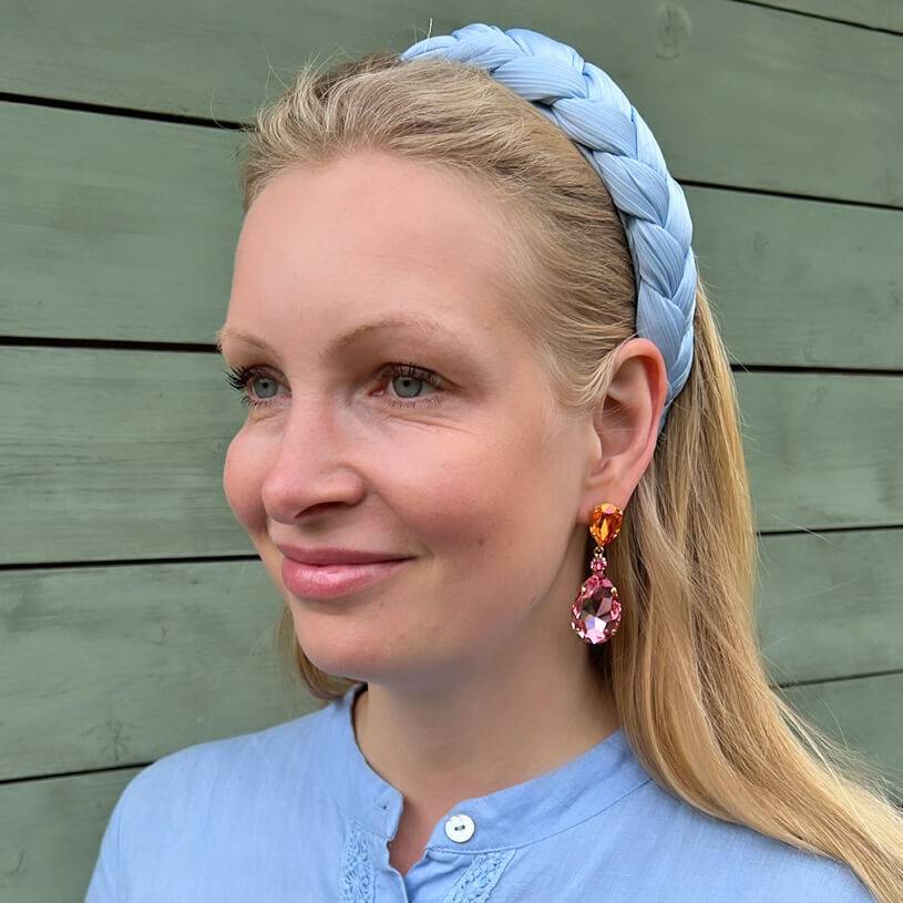 SchwesterSchwester Funkelnde Ohrstecker mit Glas-Kristallen in Orange und Rosa Begrenztes Angebot