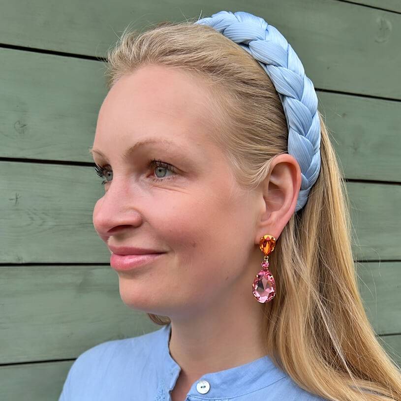 SchwesterSchwester Funkelnde Ohrstecker mit Glas-Kristallen in Orange und Rosa Begrenztes Angebot