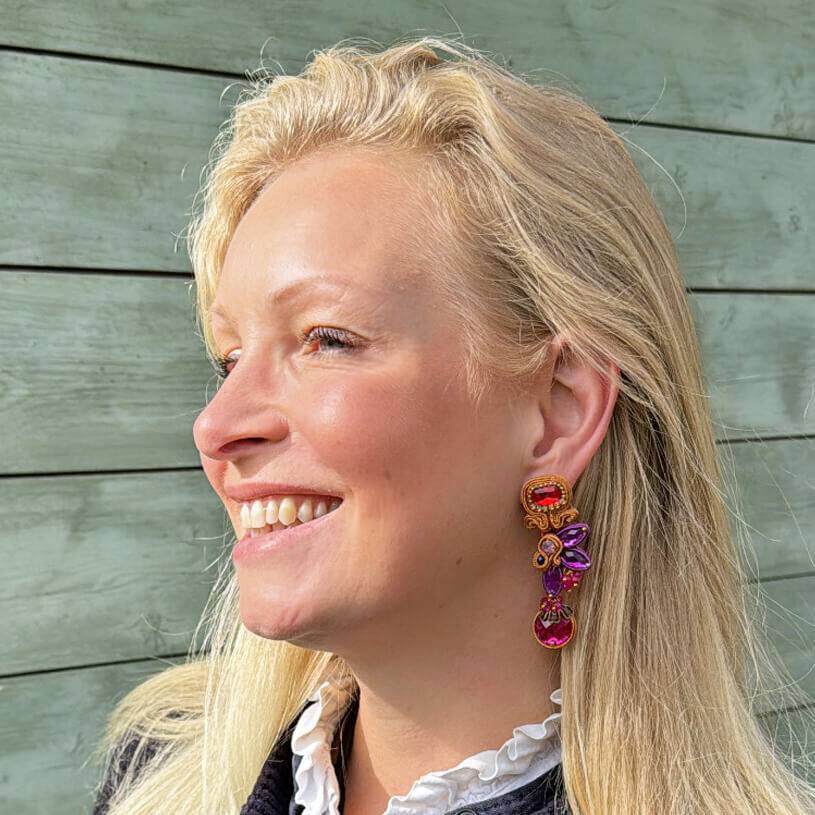 SchwesterSchwester Vorbestellbar - Dekorative Soutache-Ohrstecker in Orange und Pink Tägliche Deals
