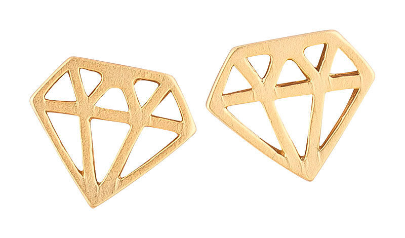 SchwesterSchwester Vergoldeter kleiner Ohrstecker in Diamantform Sonderangebot der Fabrik
