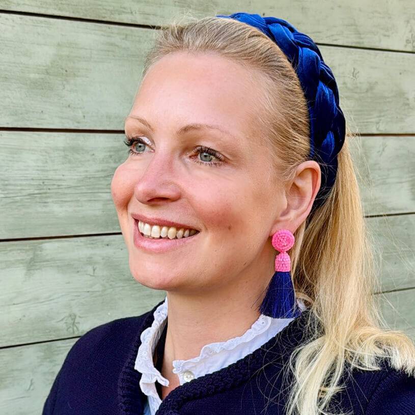 SchwesterSchwester Exklusive Perlen-Quastenohrringe in Rosa und Dunkelblau Schlussverkauf