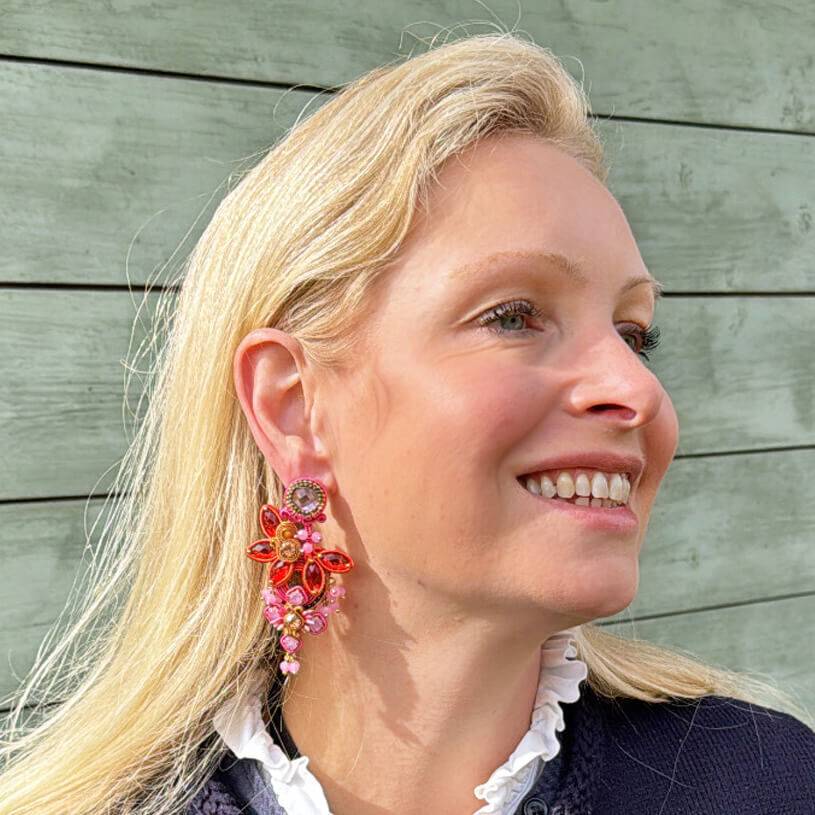 SchwesterSchwester Vorbestellbar - Große Soutache-Ohrringe in Pink, Rosa und Orange Fabrikverkauf