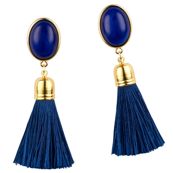 SchwesterSchwester Quasten Ohrringe als Ohrstecker in Dunkelblau mit marineblauer Quaste von AmuseToi Online Shopping