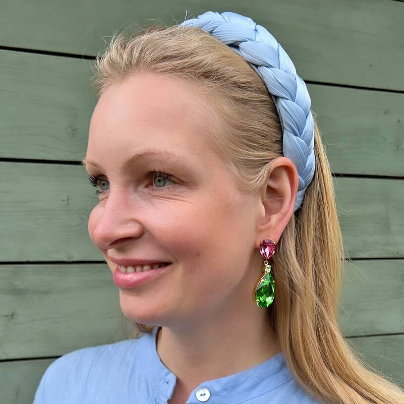 SchwesterSchwester Funkelnde Ohrstecker mit Glas-Kristallen in Grün und Rosa Jubiläumsangebot