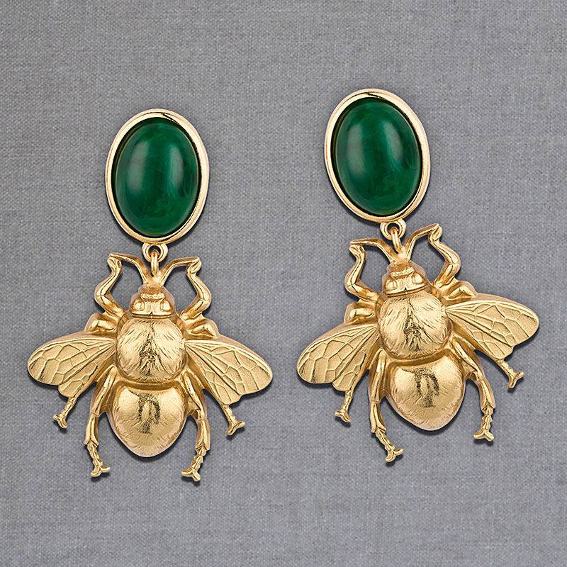 SchwesterSchwester Dunkelgrüner Ohrstecker mit vergoldeter Hummel von AmuseToi Bestseller