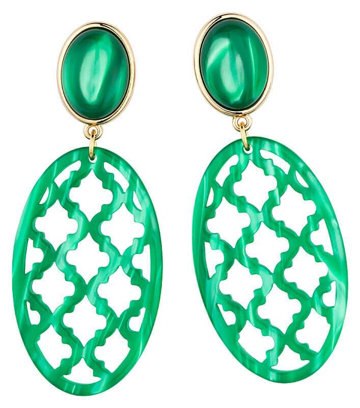 SchwesterSchwester Vergoldete Ohrstecker in schimmerndem Dunkelgrün mit schönem Oval im Marrakesch-Stil von AmuseToi Angebote