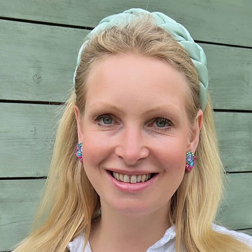 SchwesterSchwester Schöne Soutache-Ohrringe in Pink und Blau Fabrikverkauf