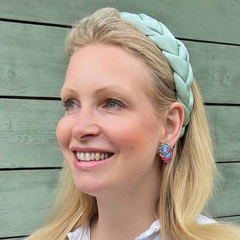 SchwesterSchwester Schöne Soutache-Ohrringe in Pink und Blau Fabrikverkauf