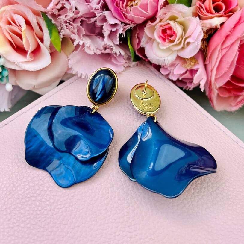 SchwesterSchwester Dunkelblaue Ohrringe mit Blütenblättern Begrenztes Angebot