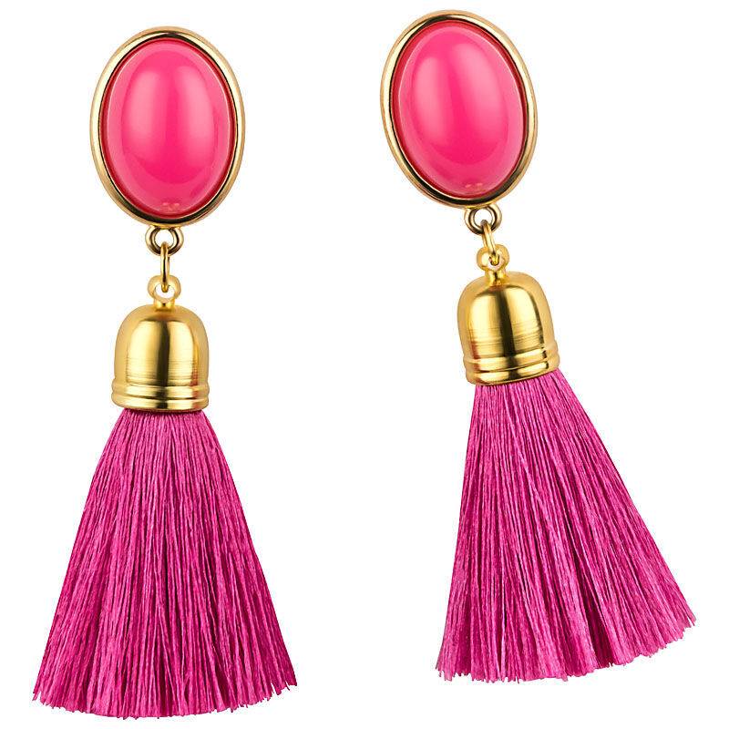 SchwesterSchwester Quasten Ohrringe als Ohrstecker in Pink mit pinkfarbener Quaste von AmuseToi Neuheiten