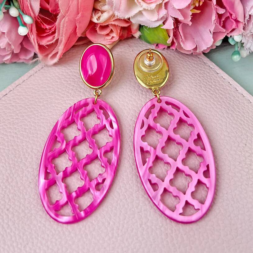 SchwesterSchwester Pinkfarbene Ohrstecker mit Oval im Marrakesch Stil Sonderangebote